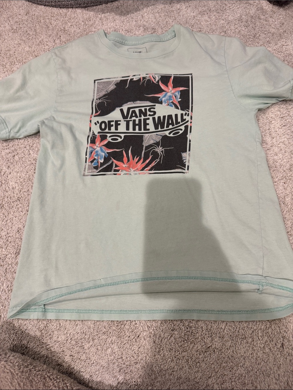 Vans Mint Green Graphic Tee with Floral Accents
